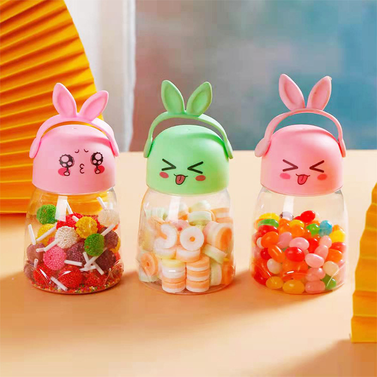 网红糖玩创意卡通90克软兔子动物瓶休闲食品吉利贝豆口哨糖珍珠棒