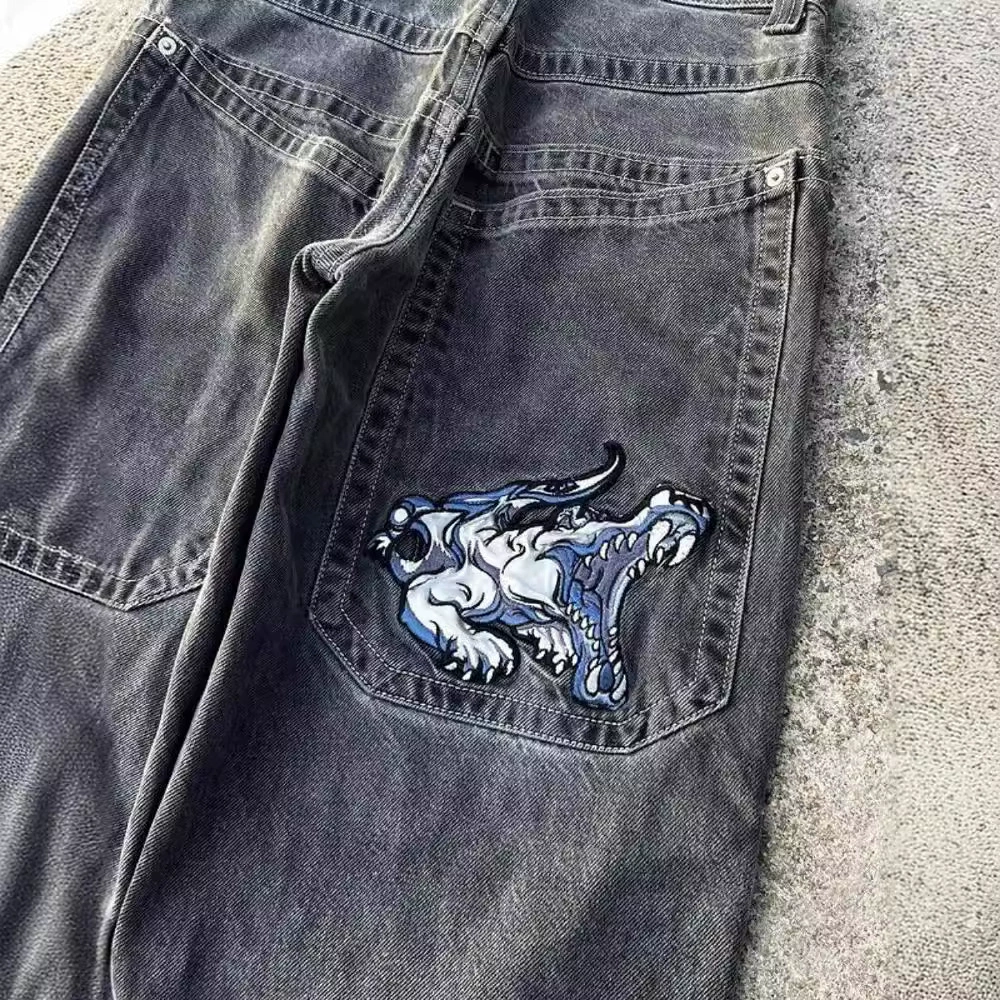 Свободные прямые джинсы в хип-хоп стиле для отдыха, американский стиль, свободная посадка, завышенная талия, стройная посадка