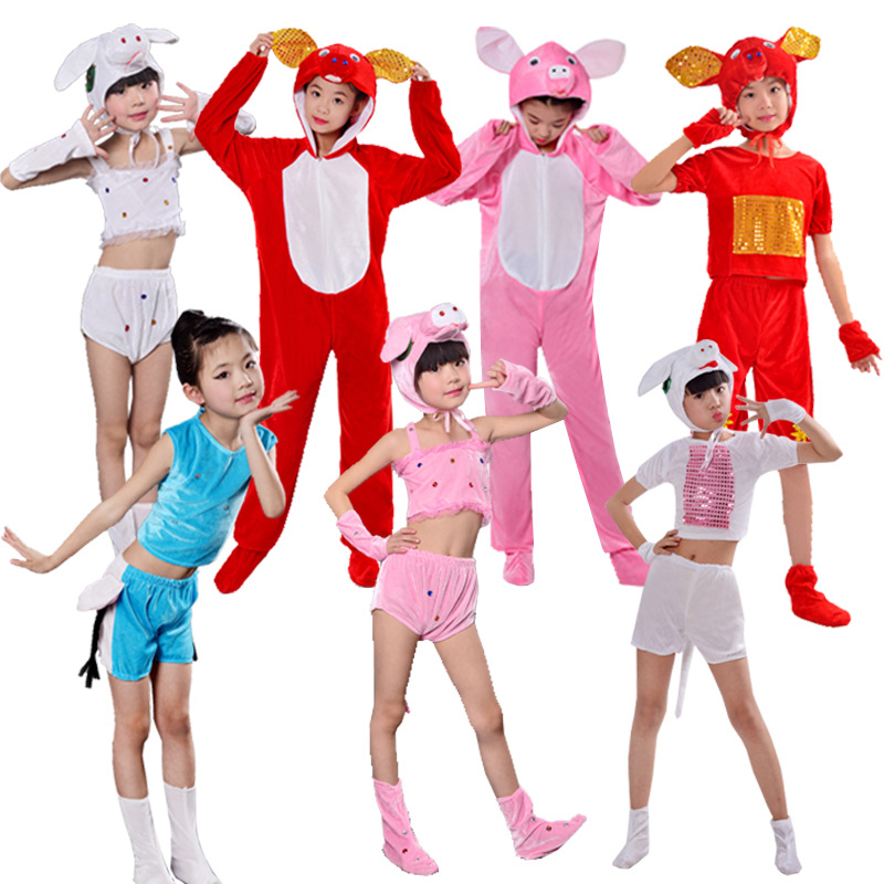 三只小猪儿大童演出服幼儿园动物表演服卡通舞蹈服小猪服装猪衣服