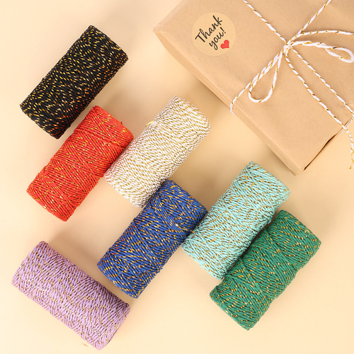 Cross-border hot sale 1.5mm 8-strand color gold cotton rope gift packaging decorative rope tag rope