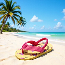 可爱卡通火烈鸟女童人字拖夏季透气防滑EVA拖鞋儿童夏季沙滩速干