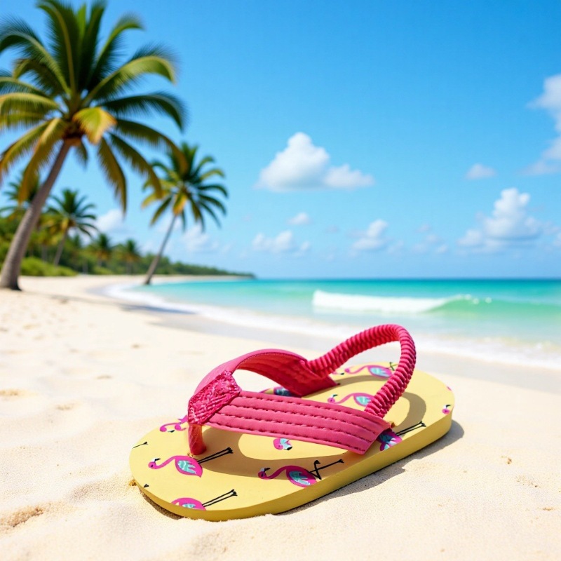 Cute Cartoon Flamingo Girls' Flip Flops Summer Breathable Non-Slip Eva Slippers Children's Summer Beach Quick-Drying