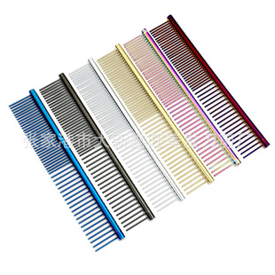 Pet Hair Removal Comb for Dogs and Cats, Fine-Toothed and Wide-Toothed Combs, Colorful Blue, Black, Purple, Gold, Removes Loose Hair