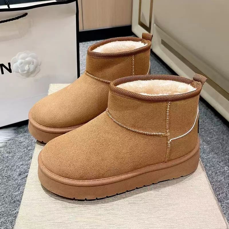 雪地靴桑坡厚底保暖鞋雪地靴女款短筒女士冬季鞋加绒加厚雪地棉鞋