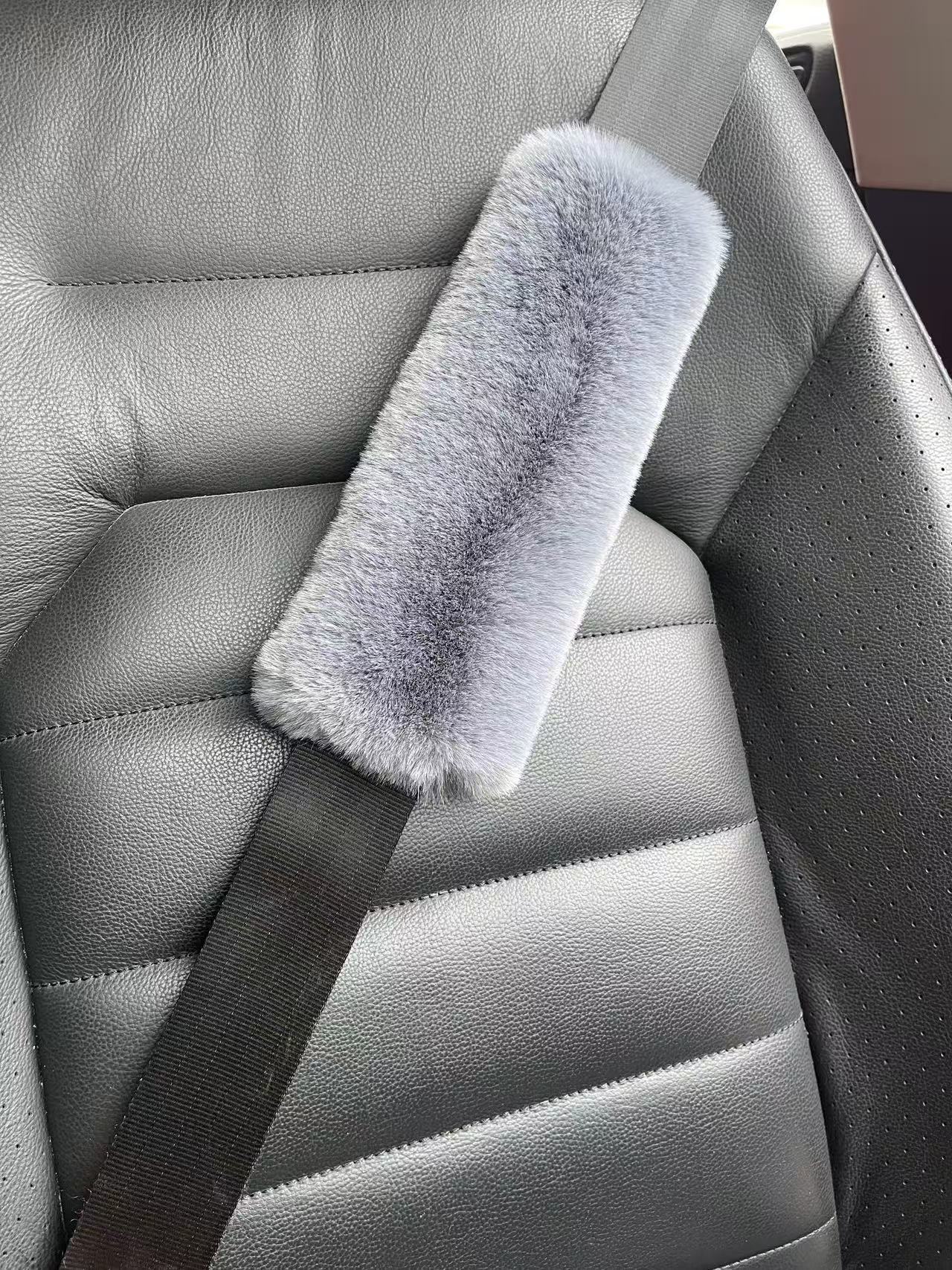 Car Seatbelt Shoulder Pads Imitation Rex Rabbit Fur Anti-Scratch Backpack Straps Children's Schoolbag Backpack Decorative Covers Decorative Pads