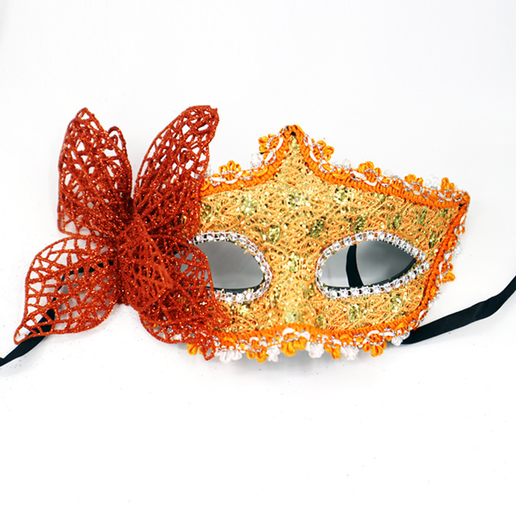 Carnaval transfronterizo lateral mariposa máscara de mitad de cara veneciana de alta calidad fiesta de baile pintada máscara de pareja para hombres