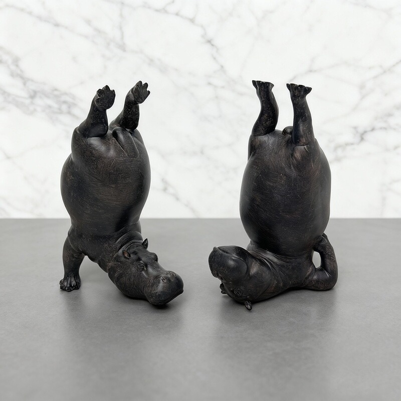Cross-Border New Product Yoga Hippo Resin Ornaments Creative Animal Decorations for Living Room, Gym, Yoga Room Decorations