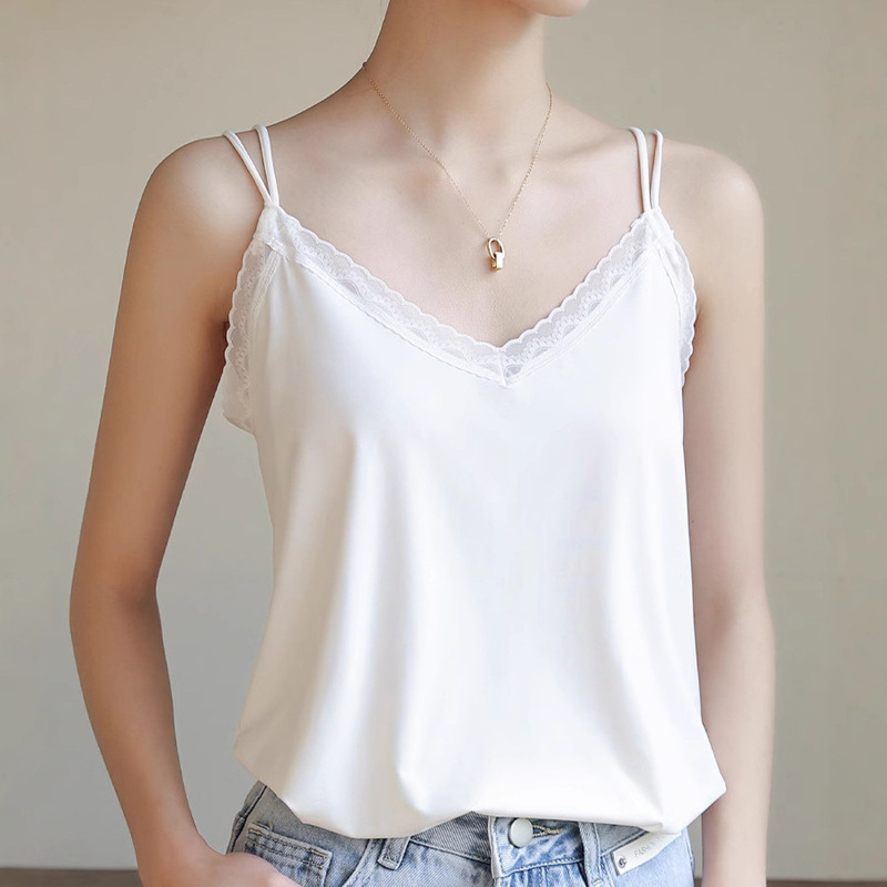 Ice Silk Camisole Women's Breathable V-neck Base Shirt Summer Thin Sexy Beautiful Back Outer Wearing Top Ice Silk Camisole Women's Breathable V-neck Base Shirt Summer Thin Sexy Beautiful Back Outer Wearing Top