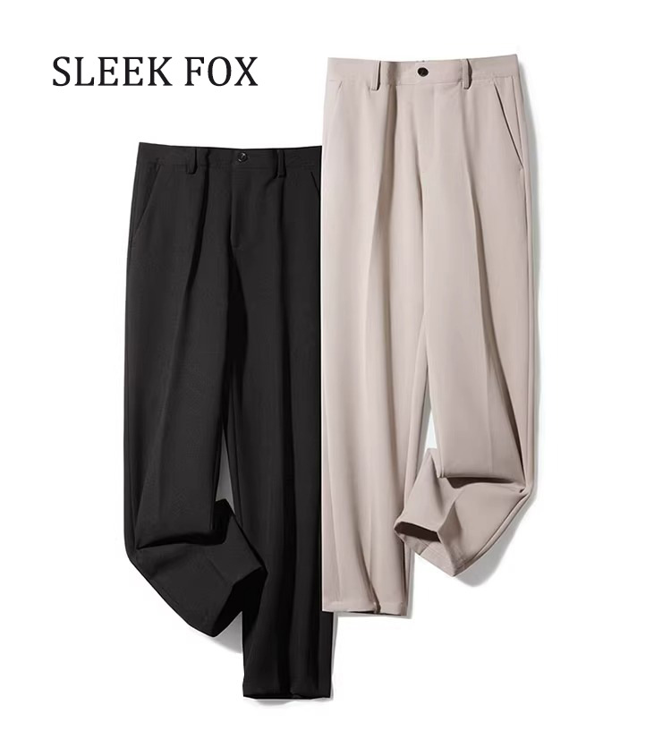 Summer Draped Thin Suit Men Loose Straight Ice Silk Trousers Plus Size Casual Light Luxury Dress Pants_mkmklike.com