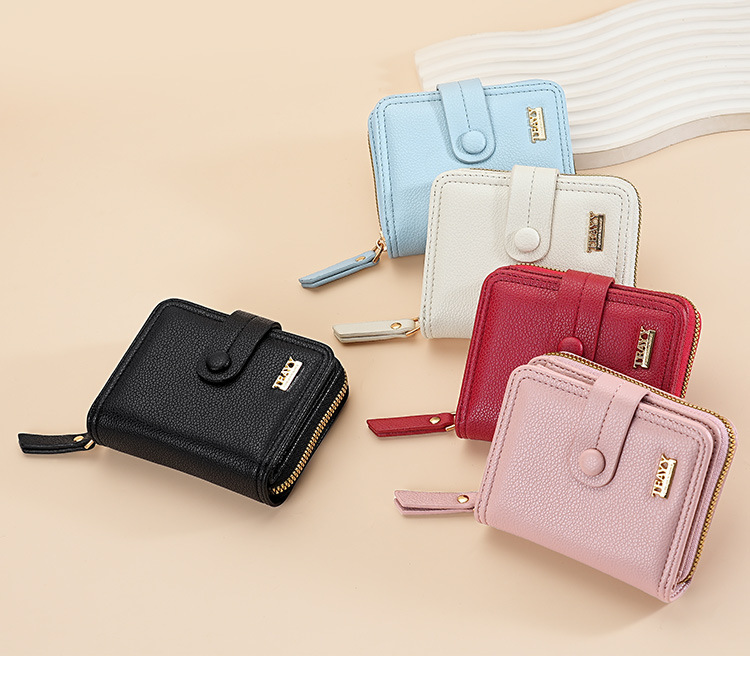 90g Weight Unisex Solid Color Pu Leather Side Zipper Wallets