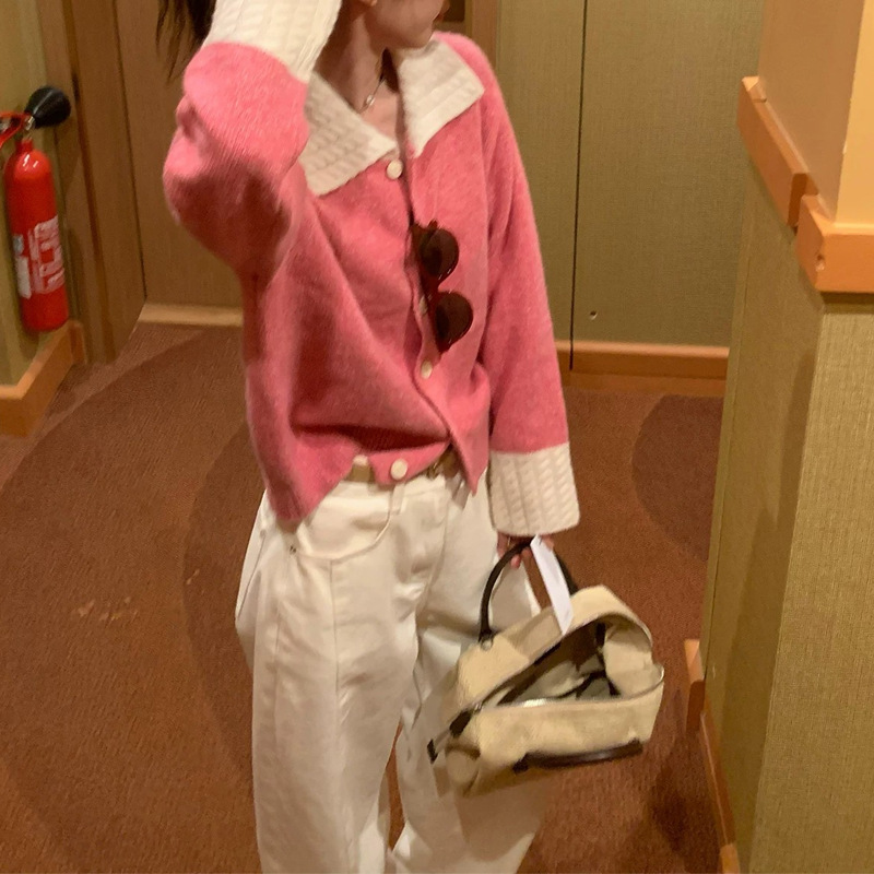 "Cream Dragon Cake" Early Autumn 26 Korean Special Color Camel Wool Sheep Wool Knit Cardigan Jacket Top for Women "Cream Dragon Cake" Early Autumn 26 Korean Special Color Camel Wool Sheep Wool Knit Cardigan Jacket Top for Women