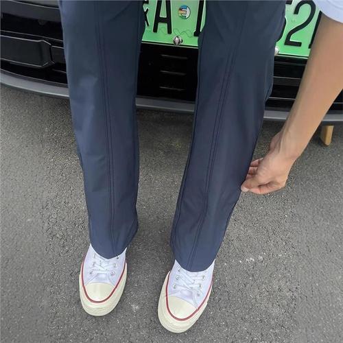 Men's Fall/Winter American Straight Leg Utility Pants with Diagonal Cutting Design