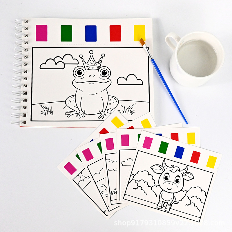 国境を越えた子供用塗り絵、水彩画、幼稚園用塗り絵、顔料付き落書き絵本セット|undefined