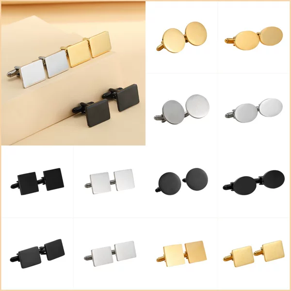 Amazon Stainless Steel Glossy Polished Cufflinks Titanium Steel Round Sleeve Stylish French Men's Shirt cufflink