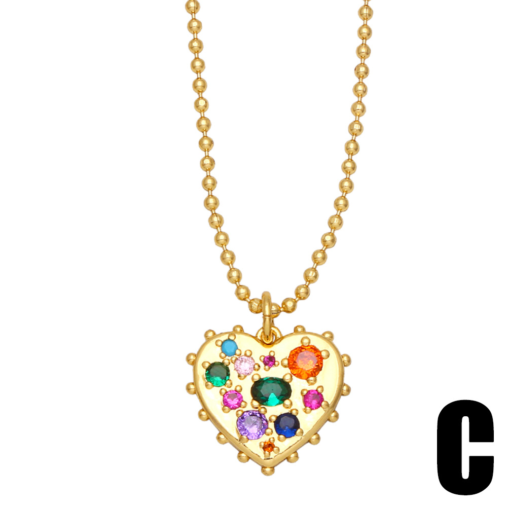 Fashion Geometric Heart Shape Copper Necklace Inlay Zircon Copper Necklaces