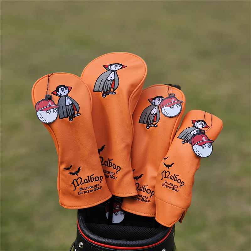 Golf clubs, helmet