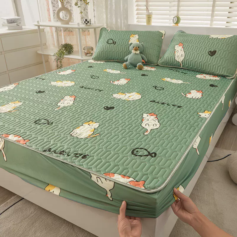夏季乳胶床笠三件套全包防滑席梦思床垫保护套单双人凉席卡通印花
