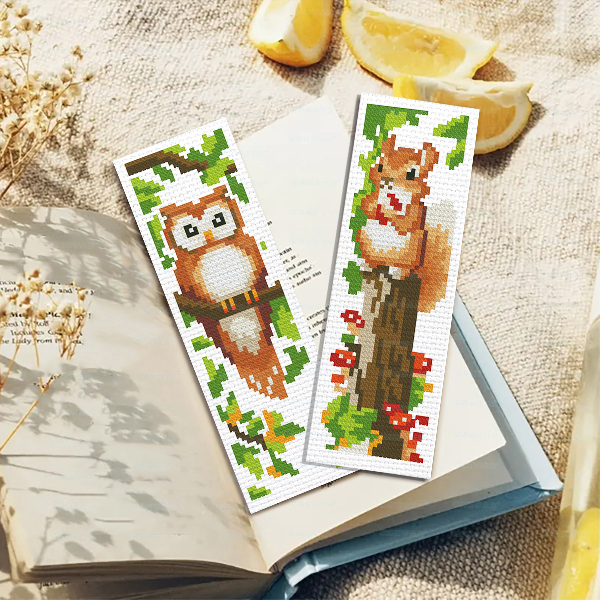 Mona Lisa Royal Bookmark-Colección de animales Dibujos animados lindos Sala de estar minimalista moderna Sala de estudio Bordado de hilo hecho a mano