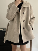 上海兰芝莉之绮立领羊毛双面呢大衣秋装显瘦气质毛呢外套女240606