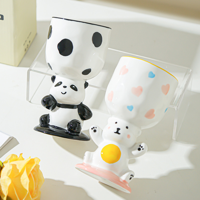 Dibujos animados lindo regalo de cumpleaños pintado a mano taza de helado bebida creativa taza de postre pastel taza de cerámica mesa de aromaterapia