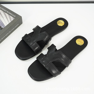 Slippers Slidesƽ��Ů��ЬY�ֽ�������YS��ĸСţƤƽ������ŮЬ