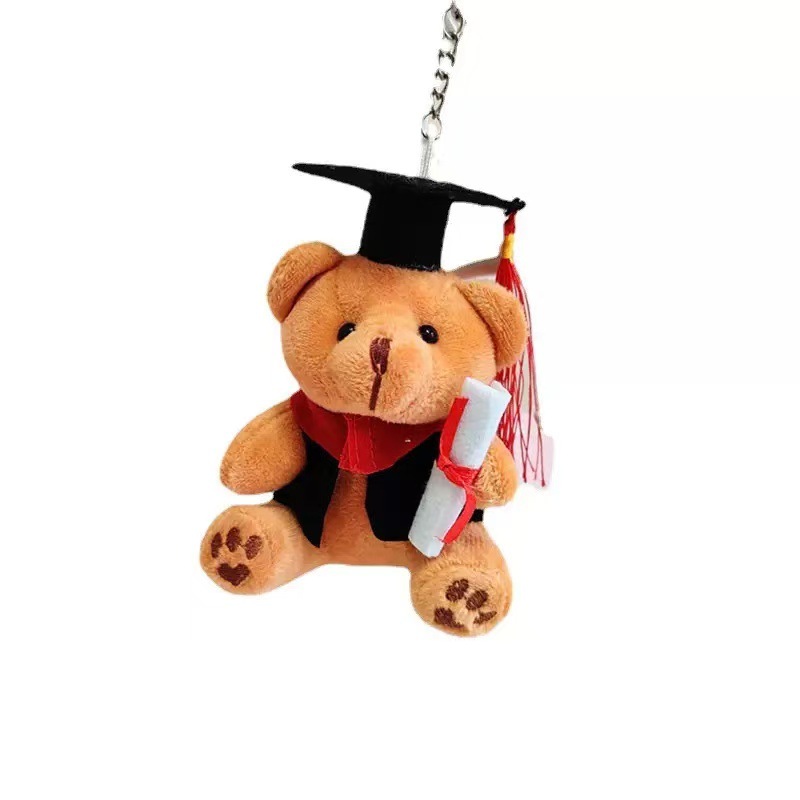 Dibujos animados Doctor Bear Peluche Lectura Bear Doll Llavero Colgante Estudiante Graduación Conmemoración Regalo Muñeca