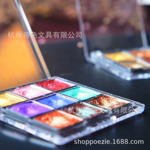 Poetic solid watercolor 4 colors 9 colors 12 colors boxed ins nail art calligraphy painting watercolor eye shadow palette trendy beauty