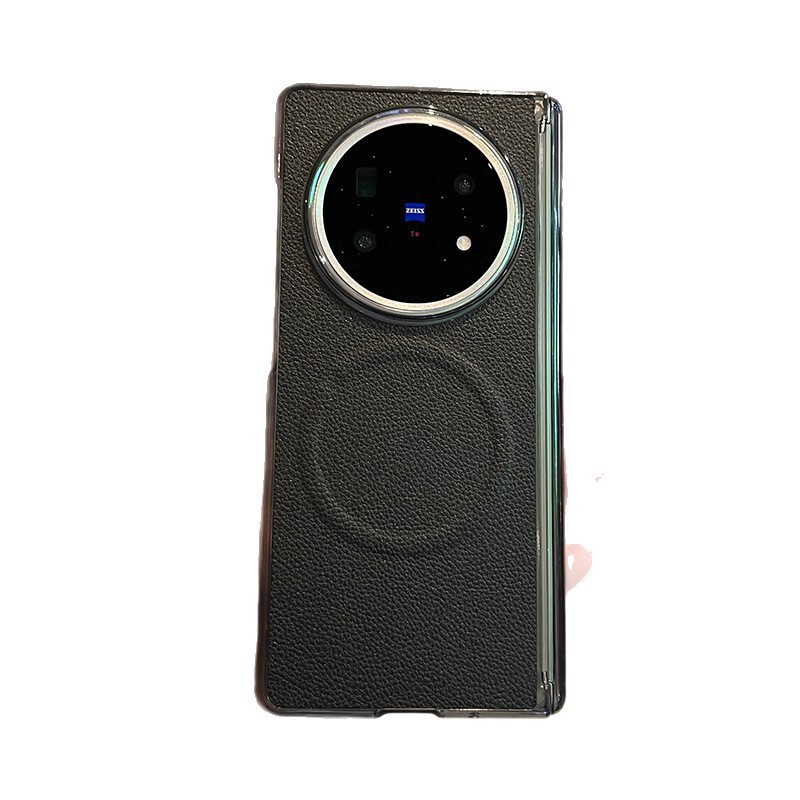 适用vivoxfold5保护壳磁吸壳双边中轴防摔商务时尚高级皮纹保护套|undefined