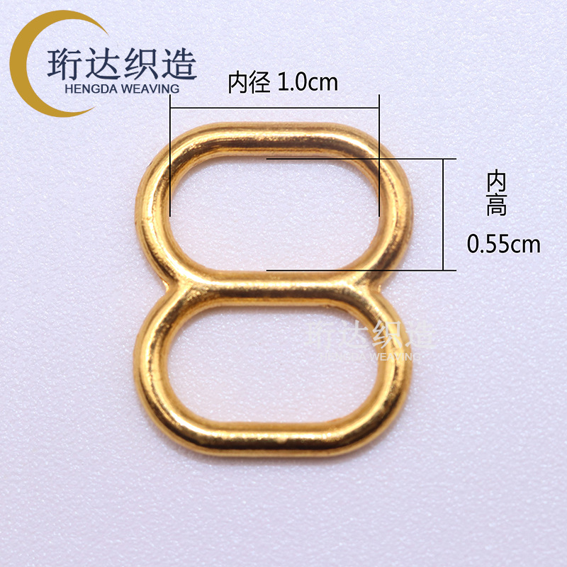 8 hebillas de Goma de embalaje interior de 1,0 cm (oro) / grano - agujero ancho