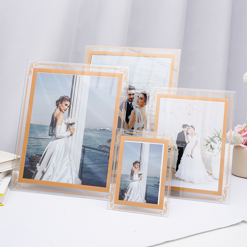 Wholesale Crystal Photo Frame Display Stand 7inch 10inch Transparent Glass Picture Frame for Wedding Photos Photo Studio Display Stand