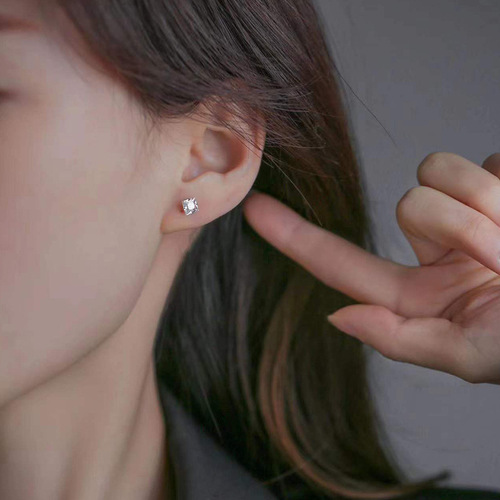 s999 sterling silver love earrings for women, light luxury niche star earrings, light luxury high-end earrings for women, Korean earrings