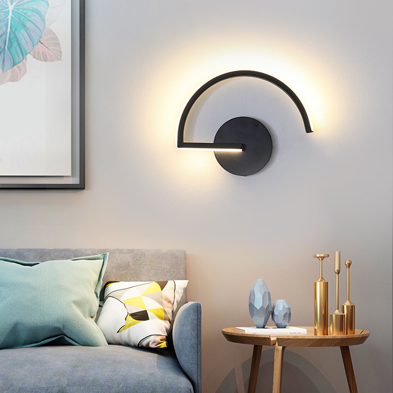Sala de estar nórdica sofá de fondo decoración de pared luces de pared personalidad creativa red dormitorio cabecera de la cama minimalista arte lámpara de pared