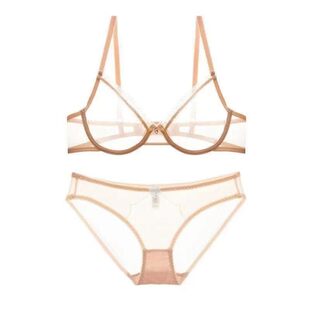Transparent bra, 200 pounds of light, perspective brake thin female stockings, corset, big size bra, hanging neck -type triangular cup
