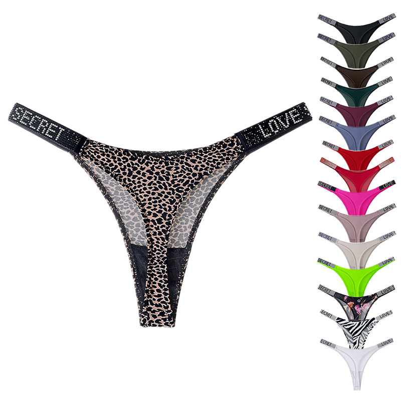 Wholesale 1047t European and American Low-Waist Women's Thong with Rhinestones, Shiny and Sexy, Butt-Lifting, Direct Sales from the Manufacturer, Exclusively for Cross-Border Supply