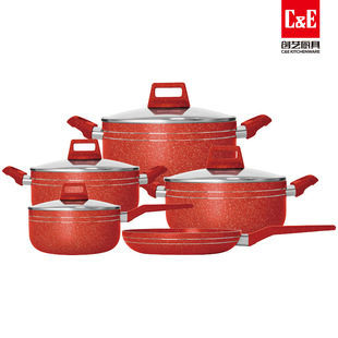 C&E Chuangyi Pot 5-Piece Set Stretch Pot Non-Stick Frying Pan Milk Pot with Different Capacity Soup Pot Multi-Functional Pot for Home Use