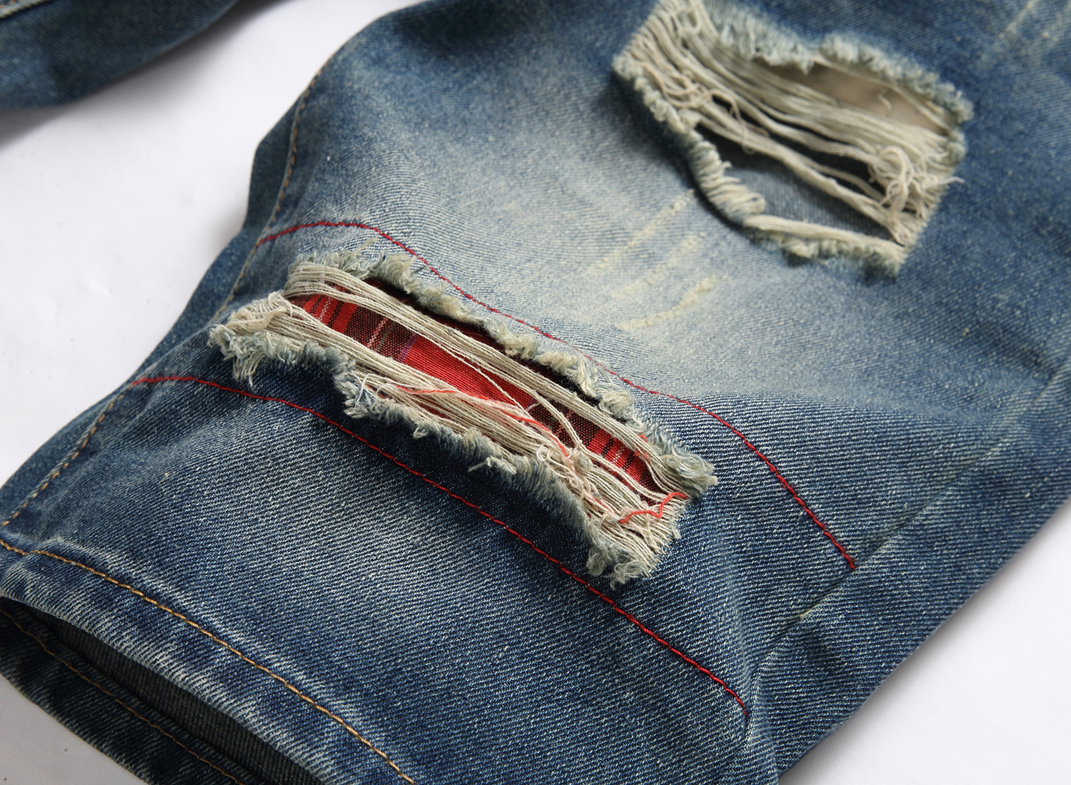 Men's Clothing Ripped Denim Shorts New Style Distressed Patches Capri Pants Supply_mkmklike.com