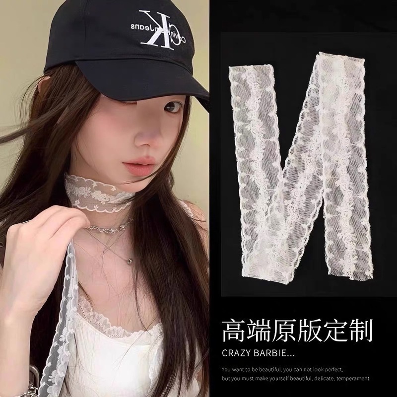 蝴蝶结蕾丝丝带丝巾女新款夏季度假风氛围感颈带装饰发带发绳|undefined