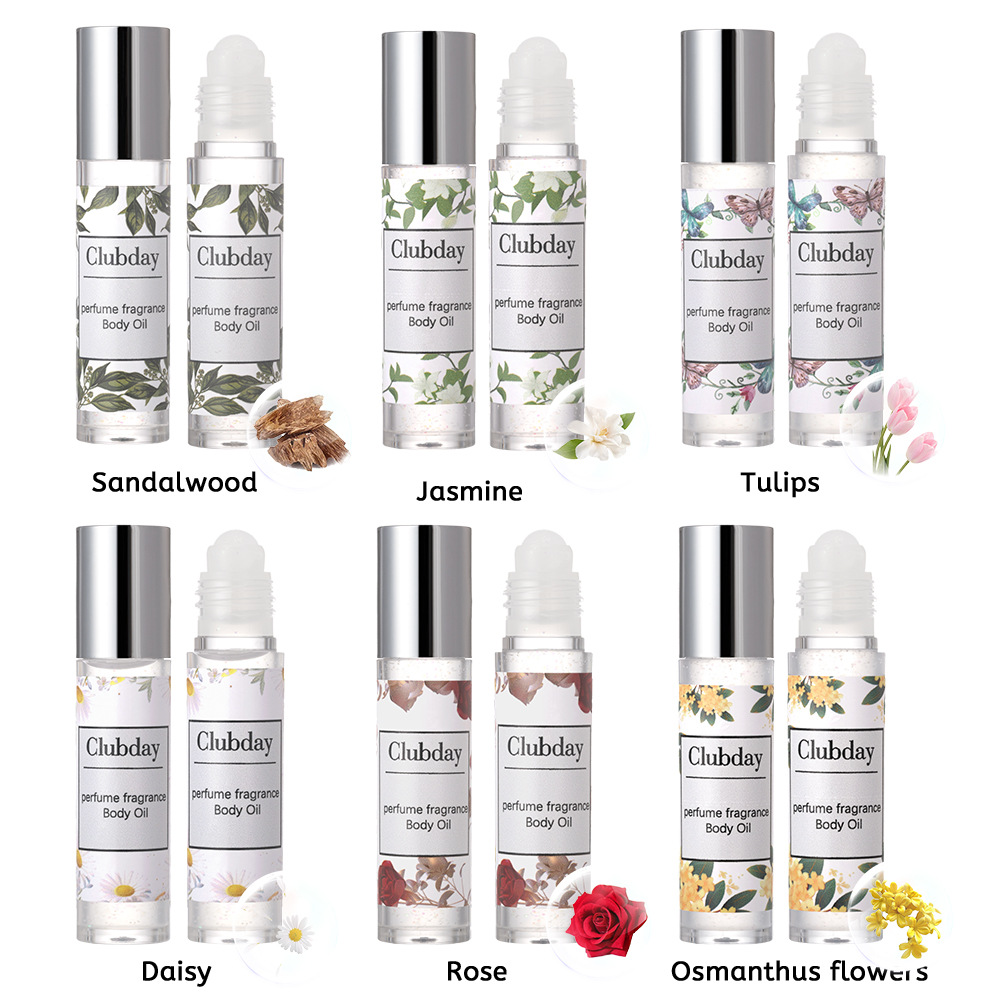 Clubday Body Fragrance Long-lasting Floral Roll-on Perfume Oil Natural Sparkling 3-bottle Wholesale Export Perfume Oil undefined