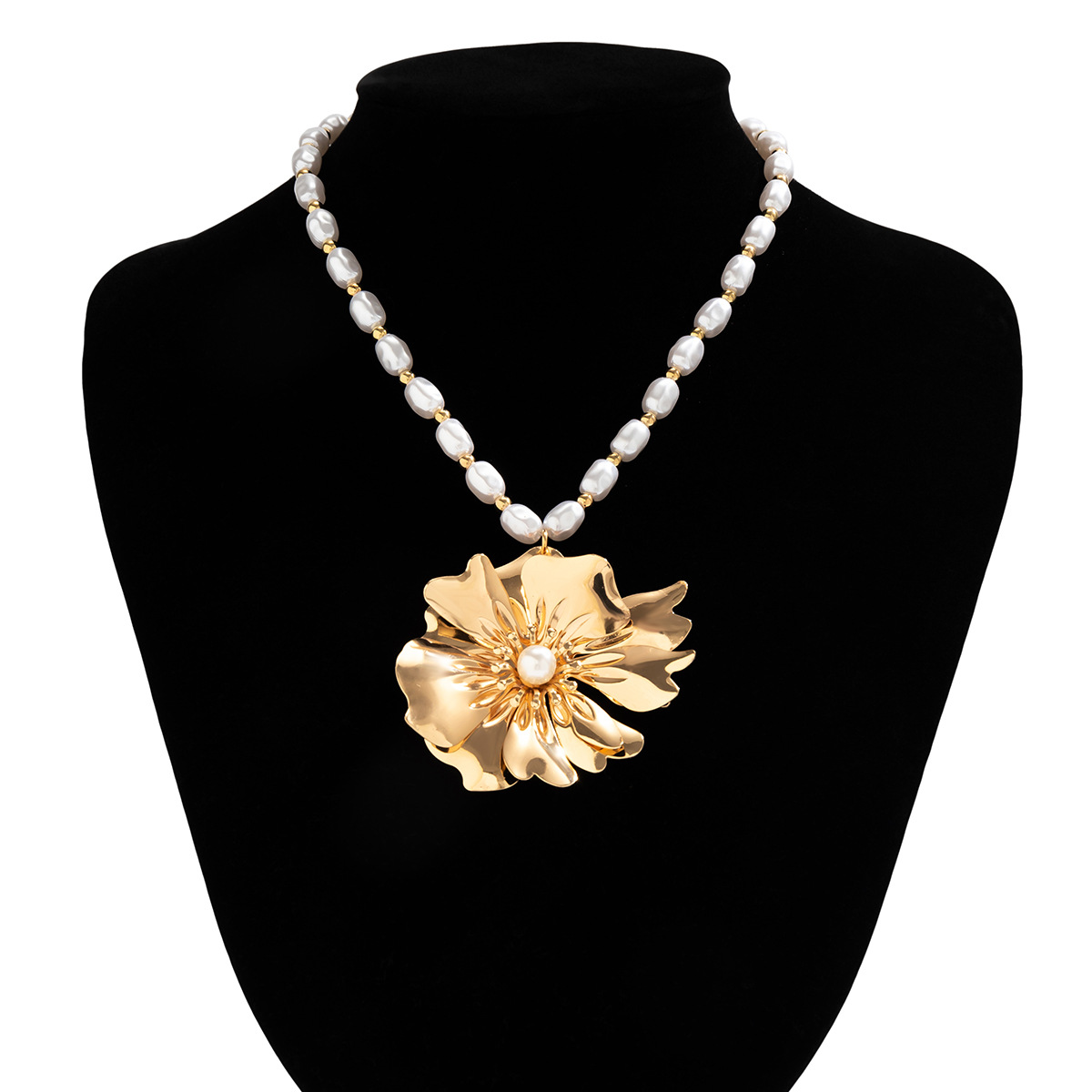Wholesale Jewelry Elegant Glam Flower CCB Artificial Pearl Iron Beaded Plating Necklace display picture 5