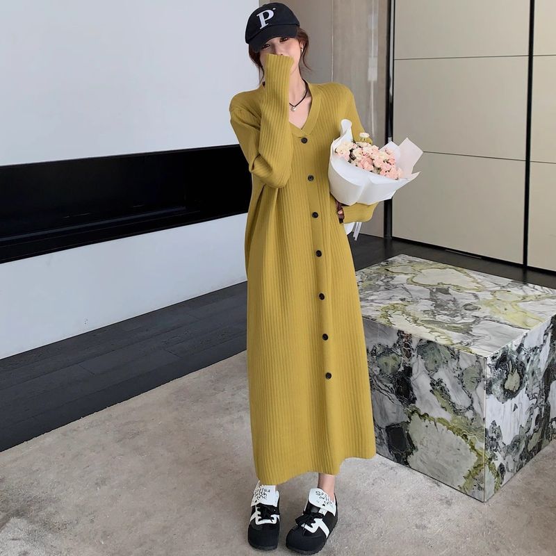 大码胖mm宽松慵懒风毛衣连衣裙秋冬款气质显瘦针织过膝ins长裙潮|undefined