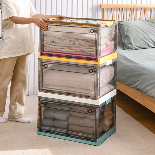 Foldable book storage box finishing box household transparent storage box student loaded books and toys thickened storage box