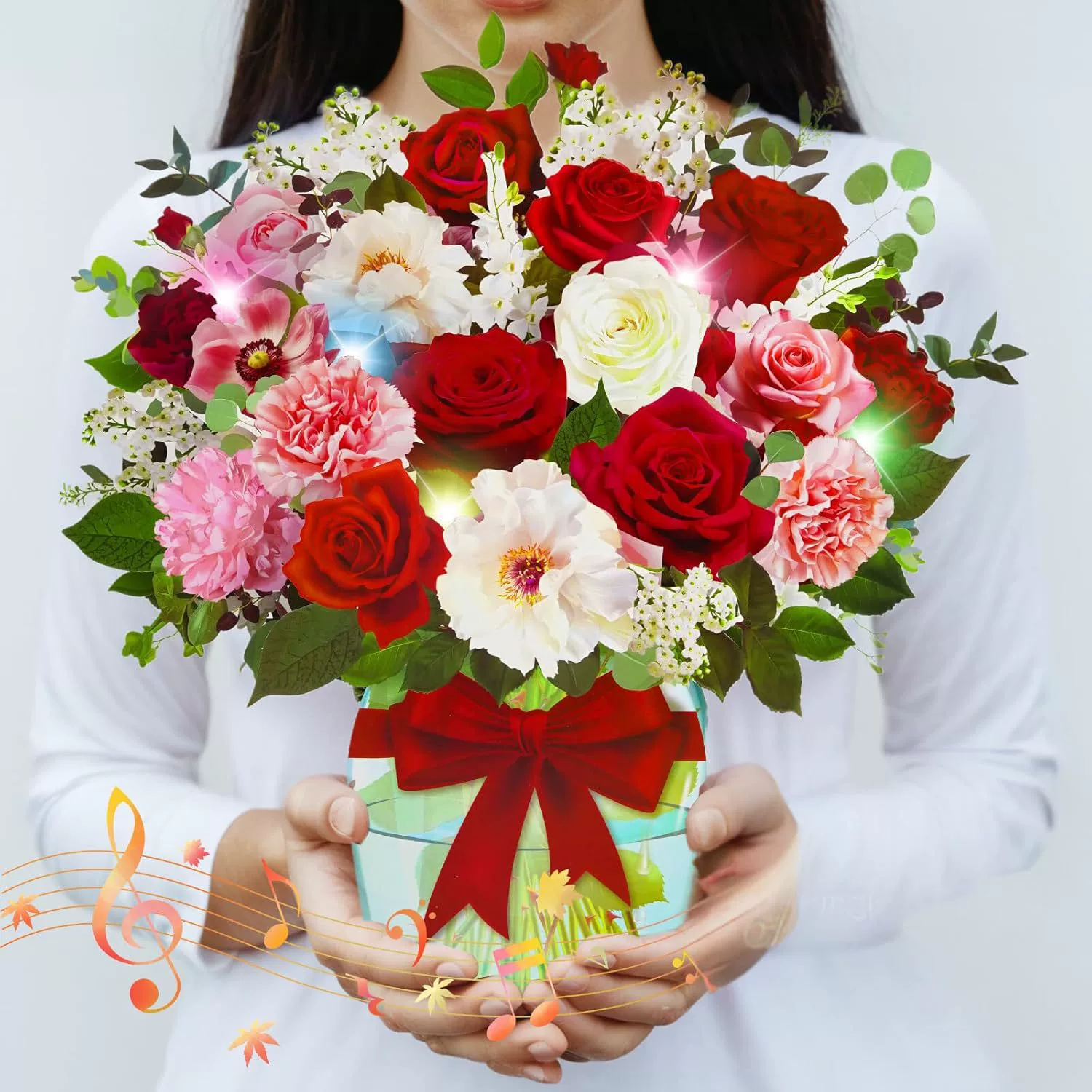 Кросс-граничные поздравительные открытки с индивидуальным дизайном, 3D-стерео открытки с музыкой и подсветкой, открытки с цветами