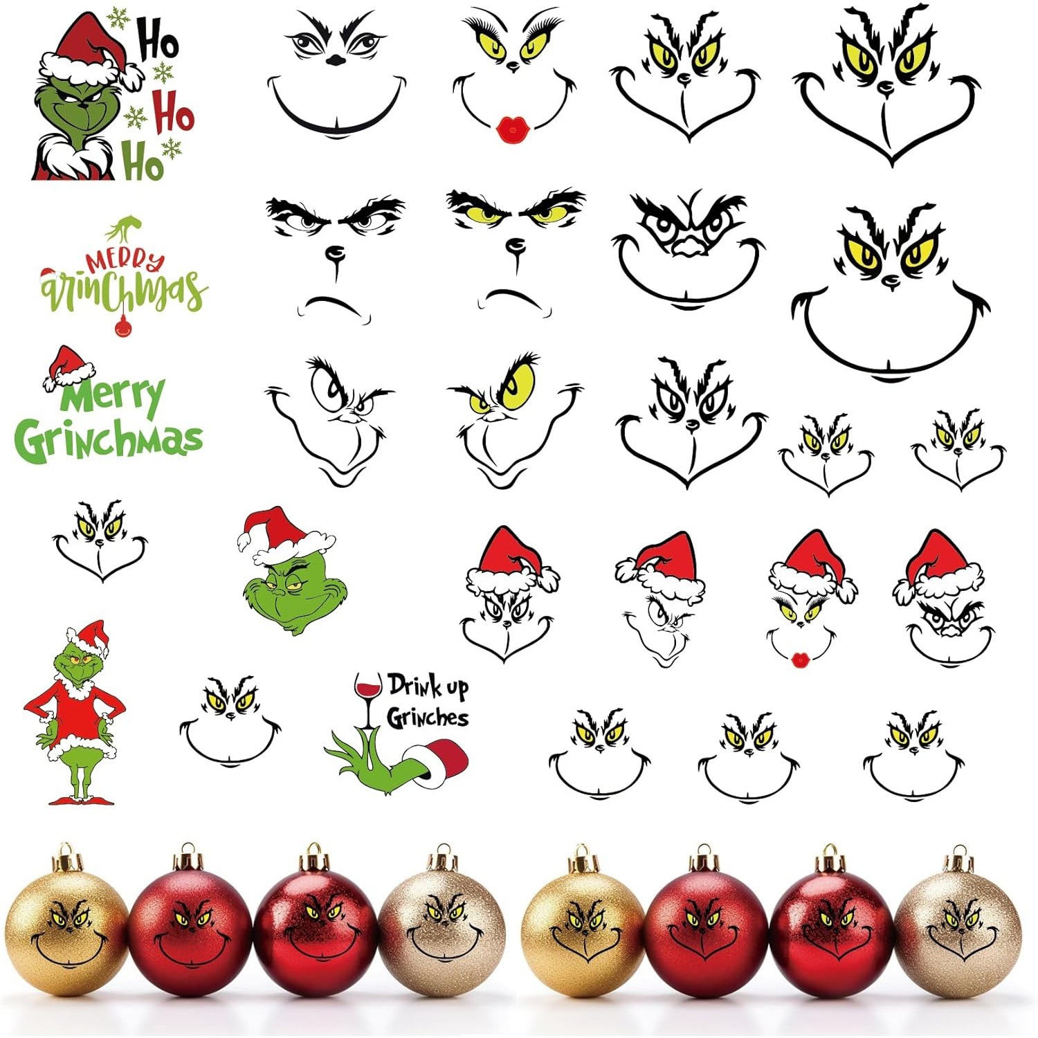 透明圣诞小挂饰贴纸适用于玻璃杯木球装饰