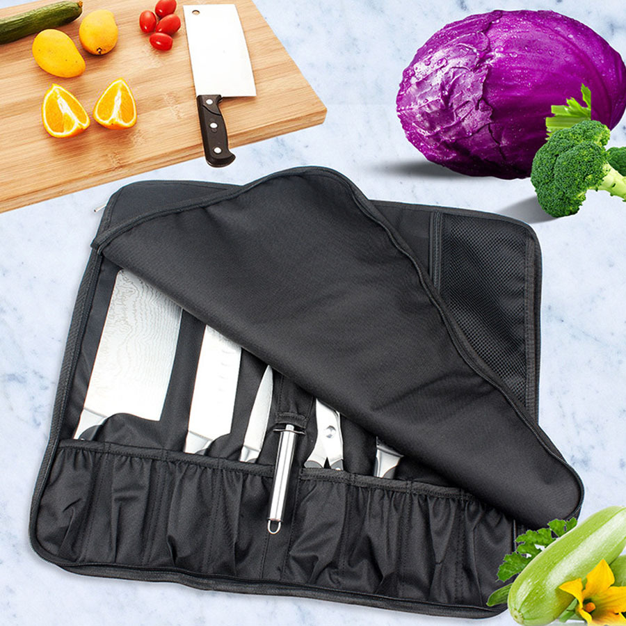 Bolsa de herramientas para cuchillos de chef portátil, bolsa para cuchillos enrollable, impermeable y resistente al desgaste, bolsa de almacenamiento para cuchillos de estilo occidental para estudiantes, estuche para cuchillos, bolsa para cuchillos