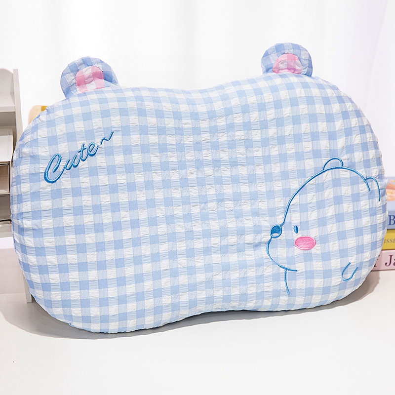 almohada de algodón de memoria de tela a cuadros para proteger la columna cervical, dormitorio de estudiantes, almohada de siesta casera, almohada para dormir niños image 6