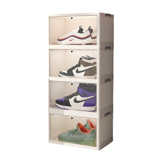 Overflow Japanese-style shoe box storage box flip cover installation-free foldable mobile space-saving artifact thickened shoe cabinet
