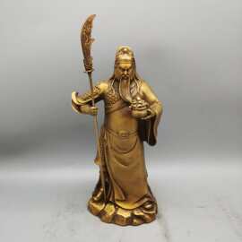 黄铜关公摆件 武财神关公关二爷家居客厅办公室供奉铜像摆件
