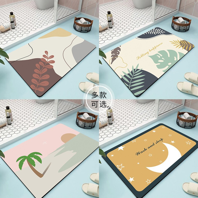 Bathroom Doorway Absorbent Mat Diatom Mud Foot Mat Easy-Dry Non-Slip Bathroom Nordic Style Carpet Household Bathroom Door Mat