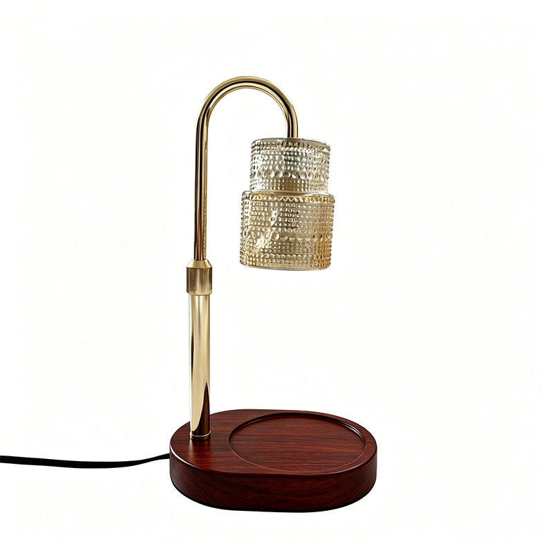 Lámpara de Mesa de Aromaterapia Estilo Retro de Vidrio y Madera para Dormitorio