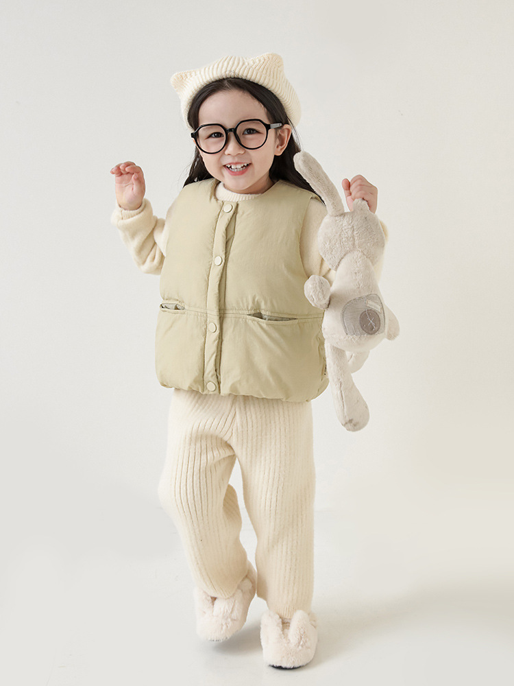 Chaleco de Algodón Cálido y Elegante para Niñas Qiuduo, Nuevo Modelo de Invierno 2025, Chaleco Informal Versátil para Niños, Abrigo Grueso para Bebés